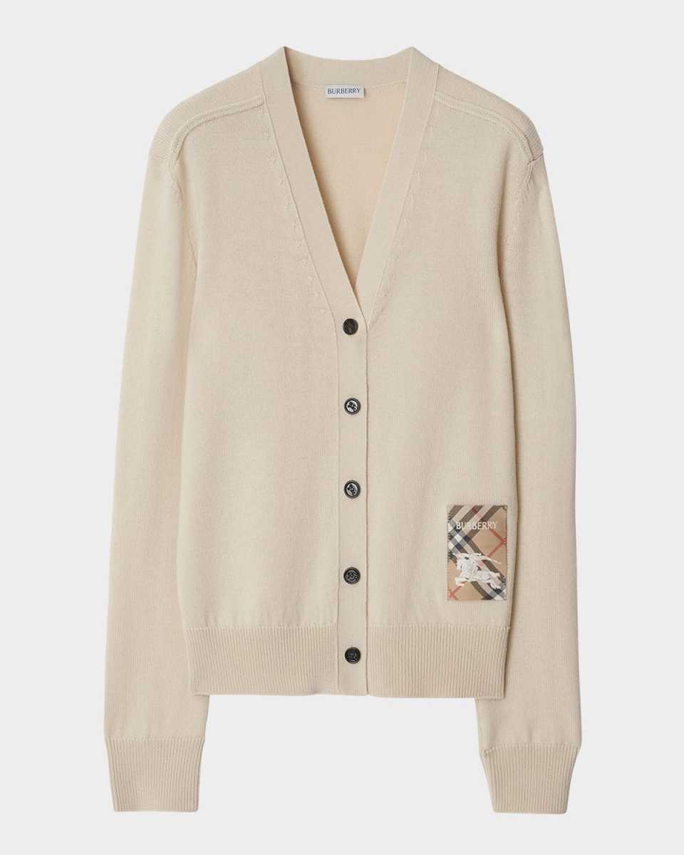 Logo Patch V-Neck Cardigan
